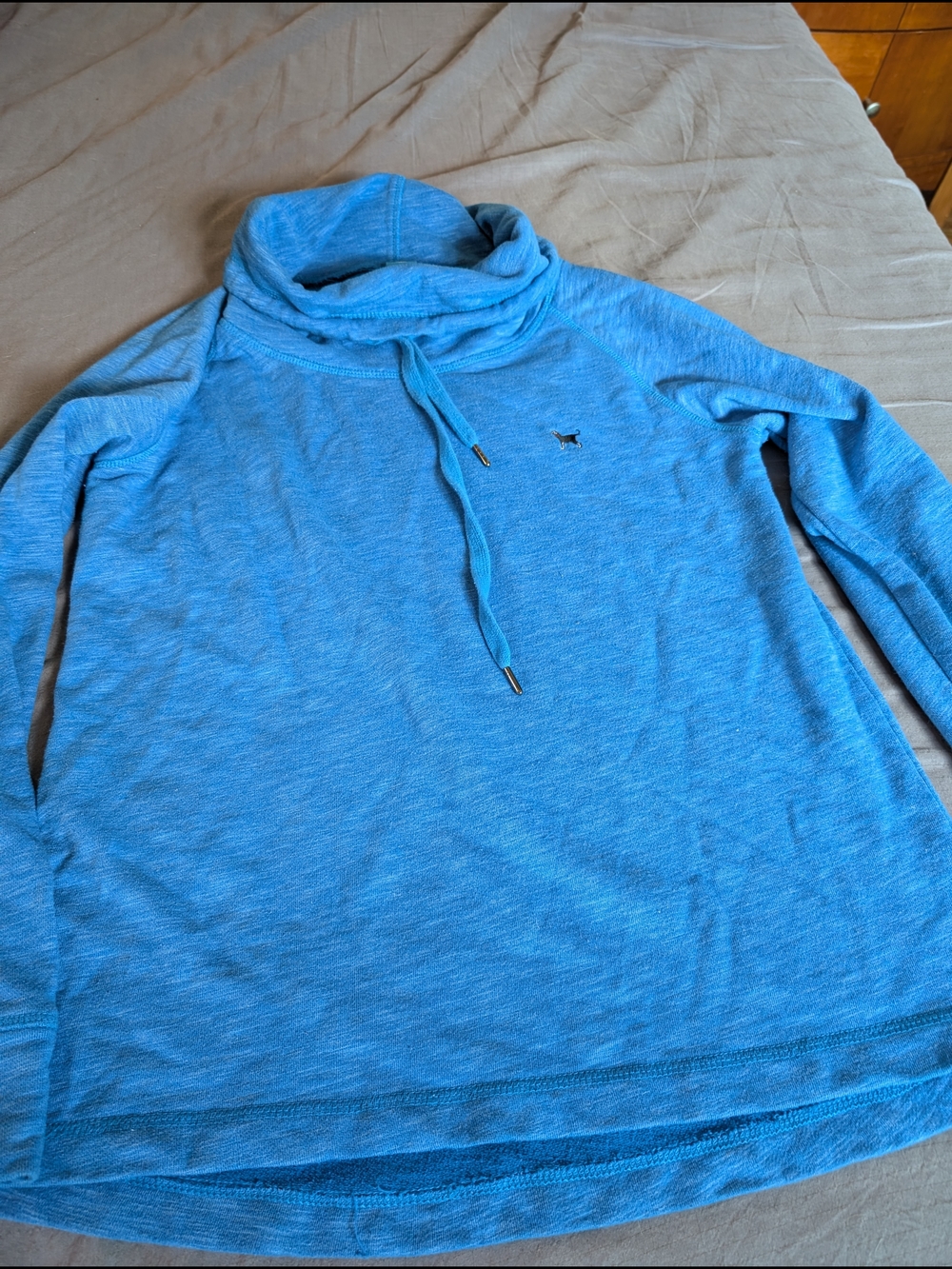 The Black Dog Women's Blue Cowl Neck Sweatshirt